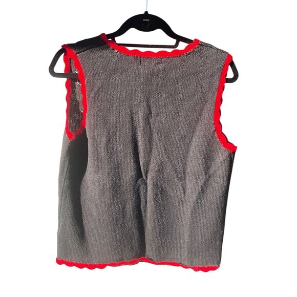 Basic editions Medium holiday Christmas gingerbread embroidery ugly sweater vest - Picture 3 of 8